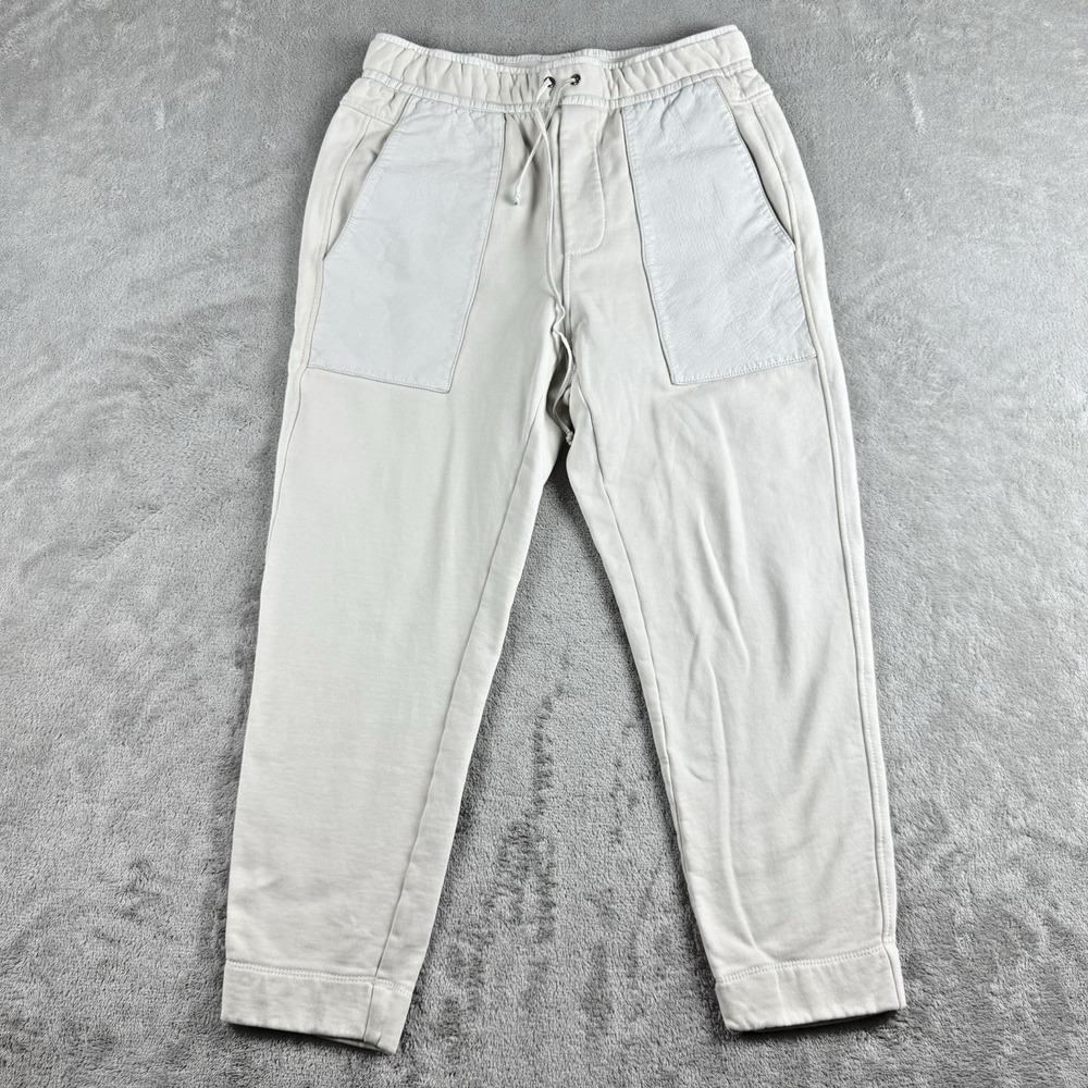 Helmut Lang Sweatpants Cream Fleece Sheep Leather Panel Pockets Jogger Designer